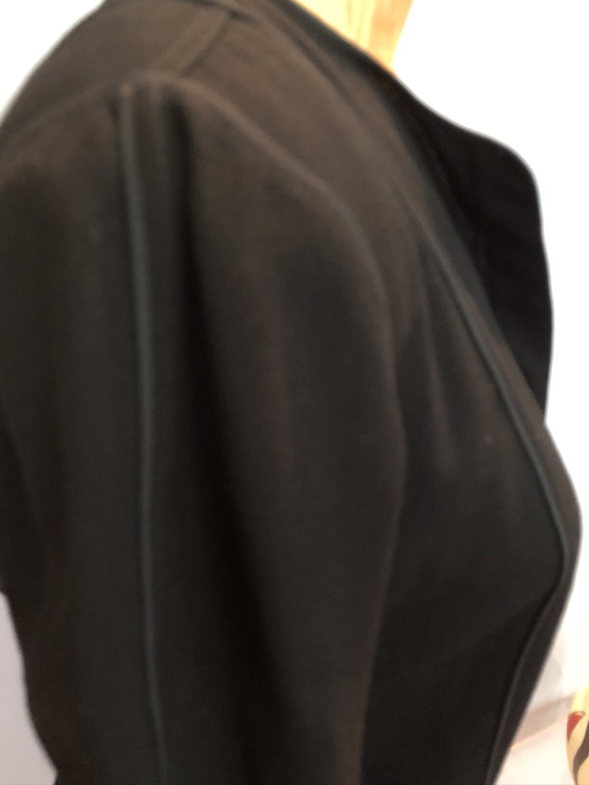 Geoffrey Beene Black Wool Jacket & Pencil Skirt Suit Military Edwardian Piping
