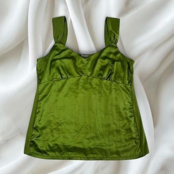 Ann Taylor green silk babydoll fairy tank top y2k vintage euro