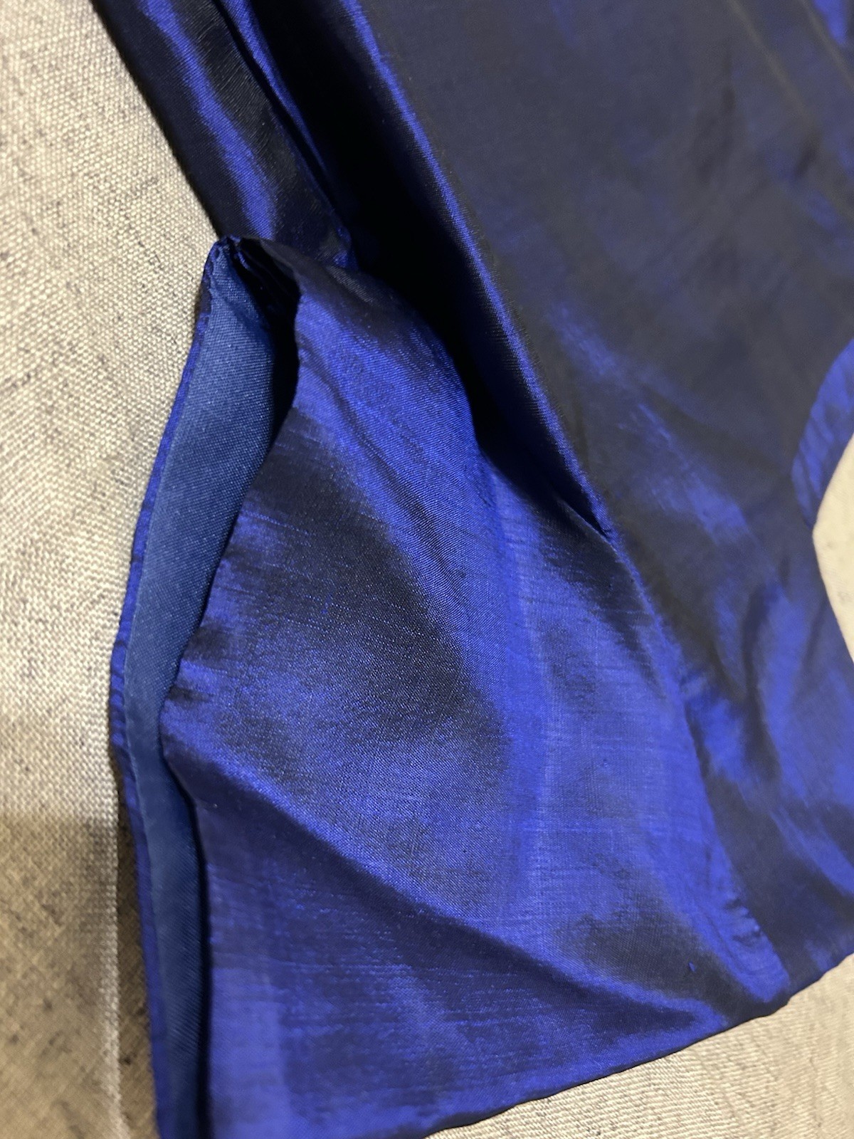 Vintage 60s Handmade Medium Blue Silk Taffeta Blouse Regency Glamour