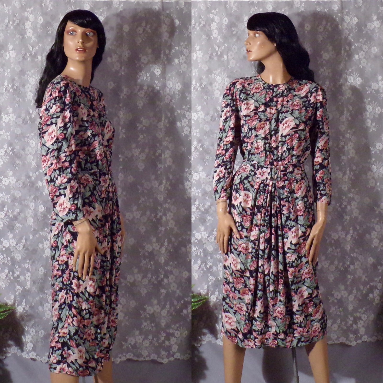 Vintage 90s Floral Dress Size Medium 1990s Whimsigoth Office Boho Feminine Retro