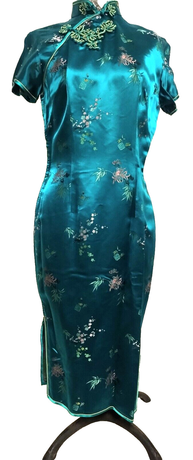 Vtg Peony Brand Chinese Shanghai Cheongsam Qipao 100% Rayon Dress Sz 34 (US 4-6)