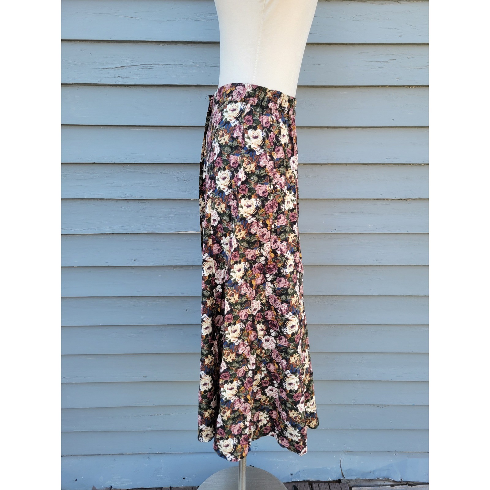 Express Vintage Floral Maxi Skirt Button Front High Waist Rayon Size M
