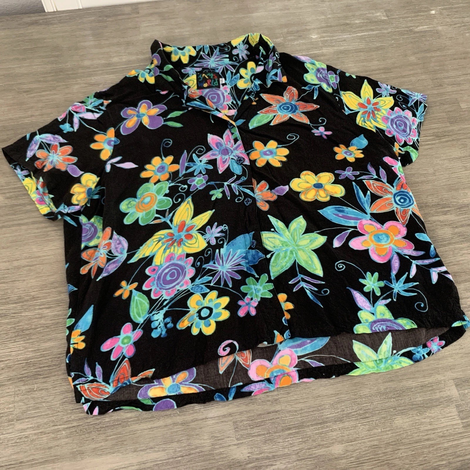 Rare Vintage Jams World 90s Night Bloom Hawaiian Shirt Women’s Floral Sz 2XL