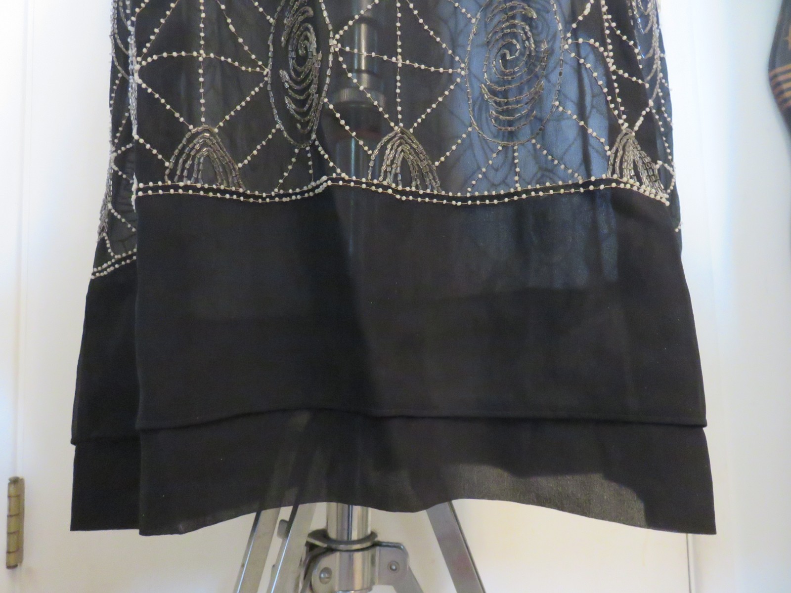 UNBRANDED Beaded Flapper Dress Sheer BLACK Vintage Antique 1920&rsquo;s