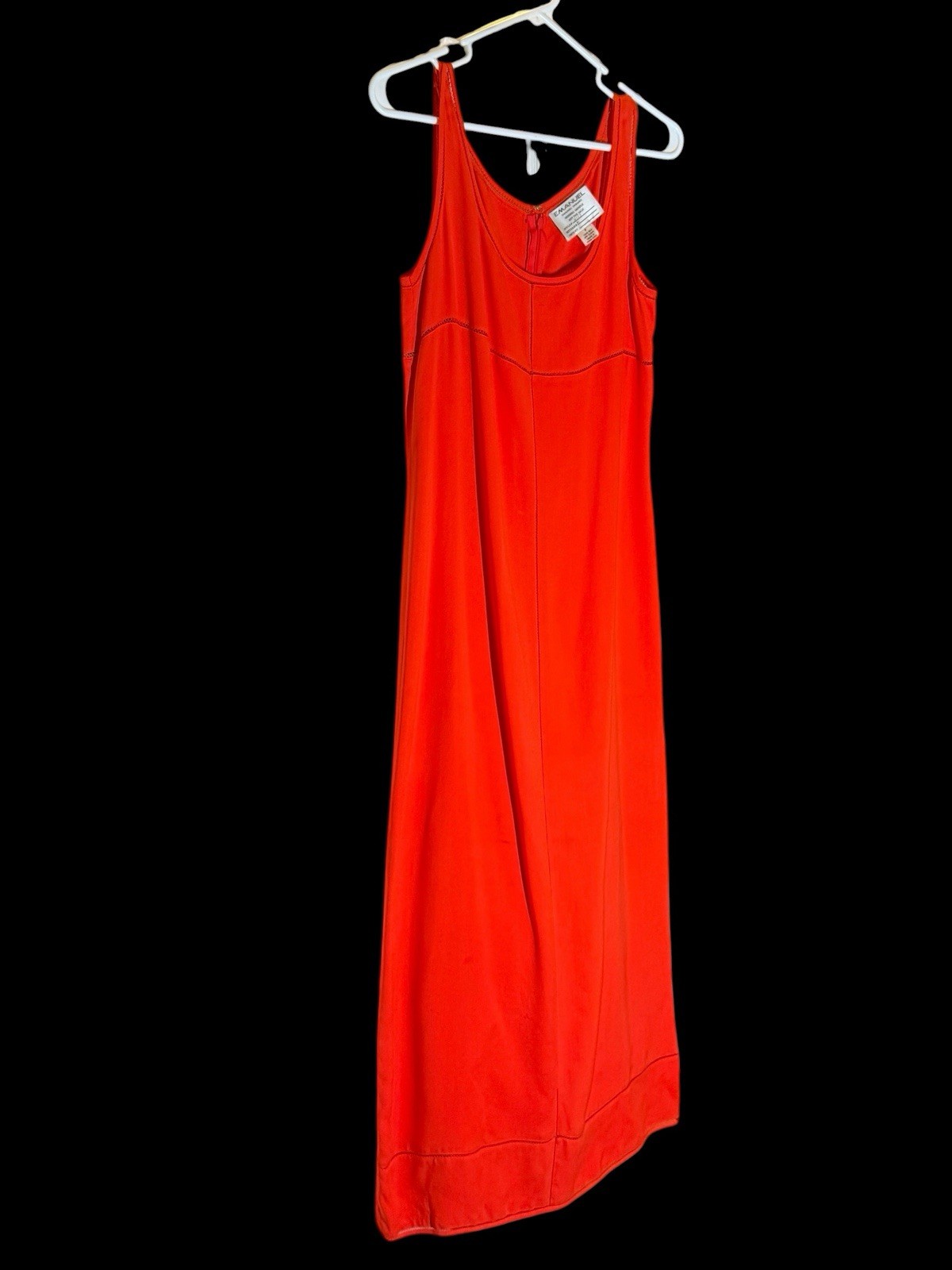 Vtg EMANUEL UNGARO 100% Silk Maxi Dress Orange DESIGNER SAMPLE 90s Runway 8