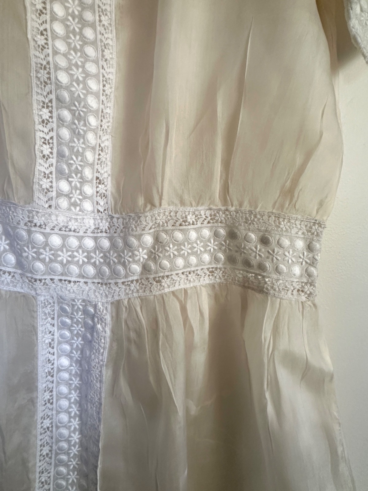 Edwardian Tea Dress Antique Silk Organza with Lace Rare Vintage