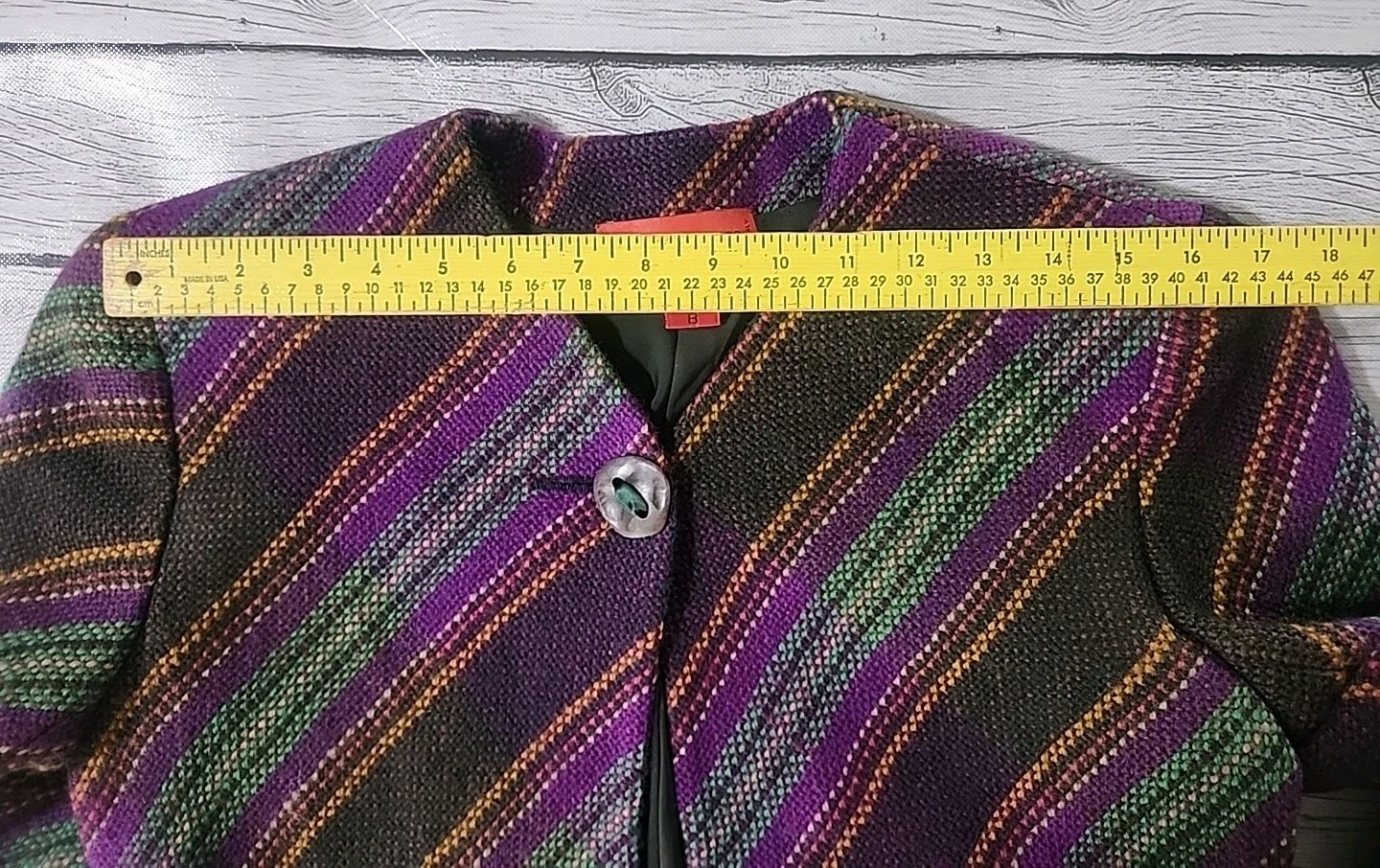 VTG Emanuel Ungaro Parallele Paris Italy Wool Tweed Jacket Sz Med/8 Purple Green