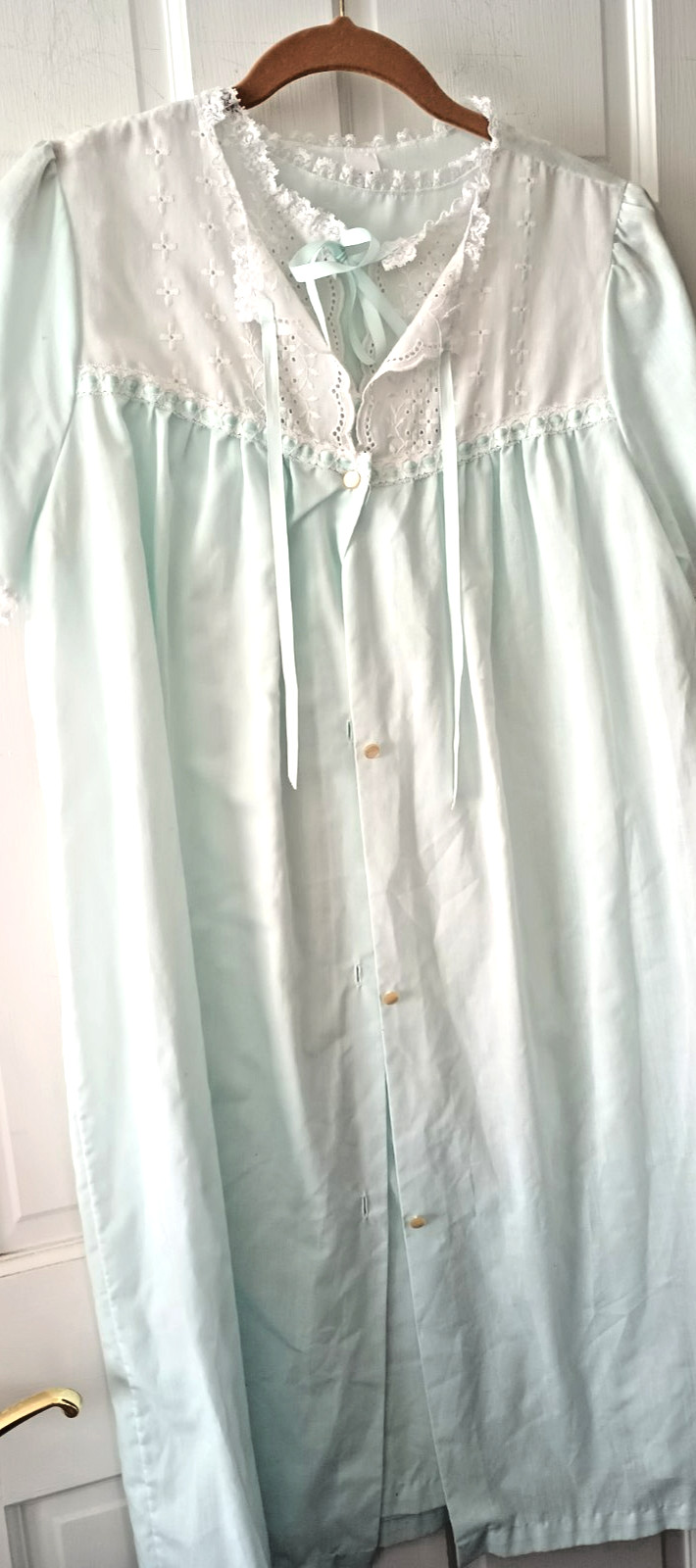 Vtg Sears Nightgown & Robe Set Powder Blue Modest Feminine USA Made Medium