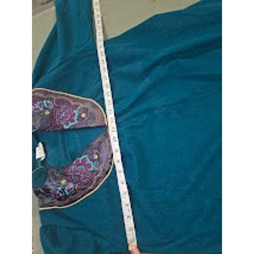 Vintage Sears Cachet Teal Embroidered Robe House Dress Size M