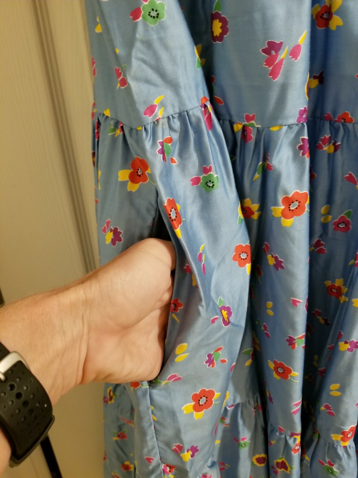 NWT David Brown California VTG Muumuu Caftan Dress Sleeveless Floral Blue Small