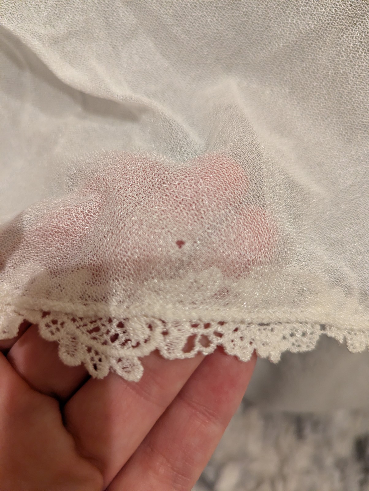 Vintage 1970s Unbranded Off White Wedding Dress Lace Applique Pearl Long Sleeve