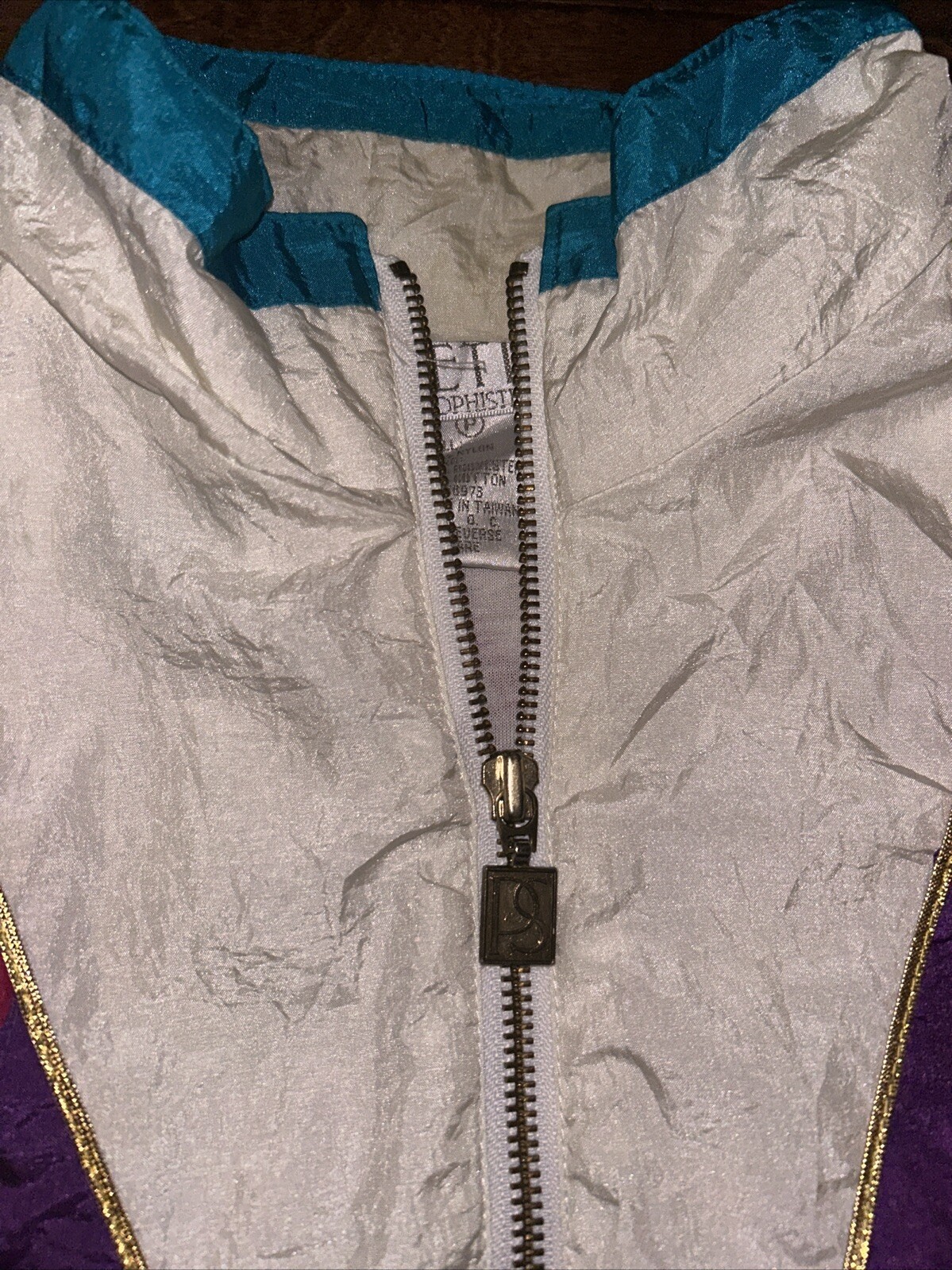Vtg 80s Petite Sophisticate Nylon Jacket Colorful Windbreaker Size Medium