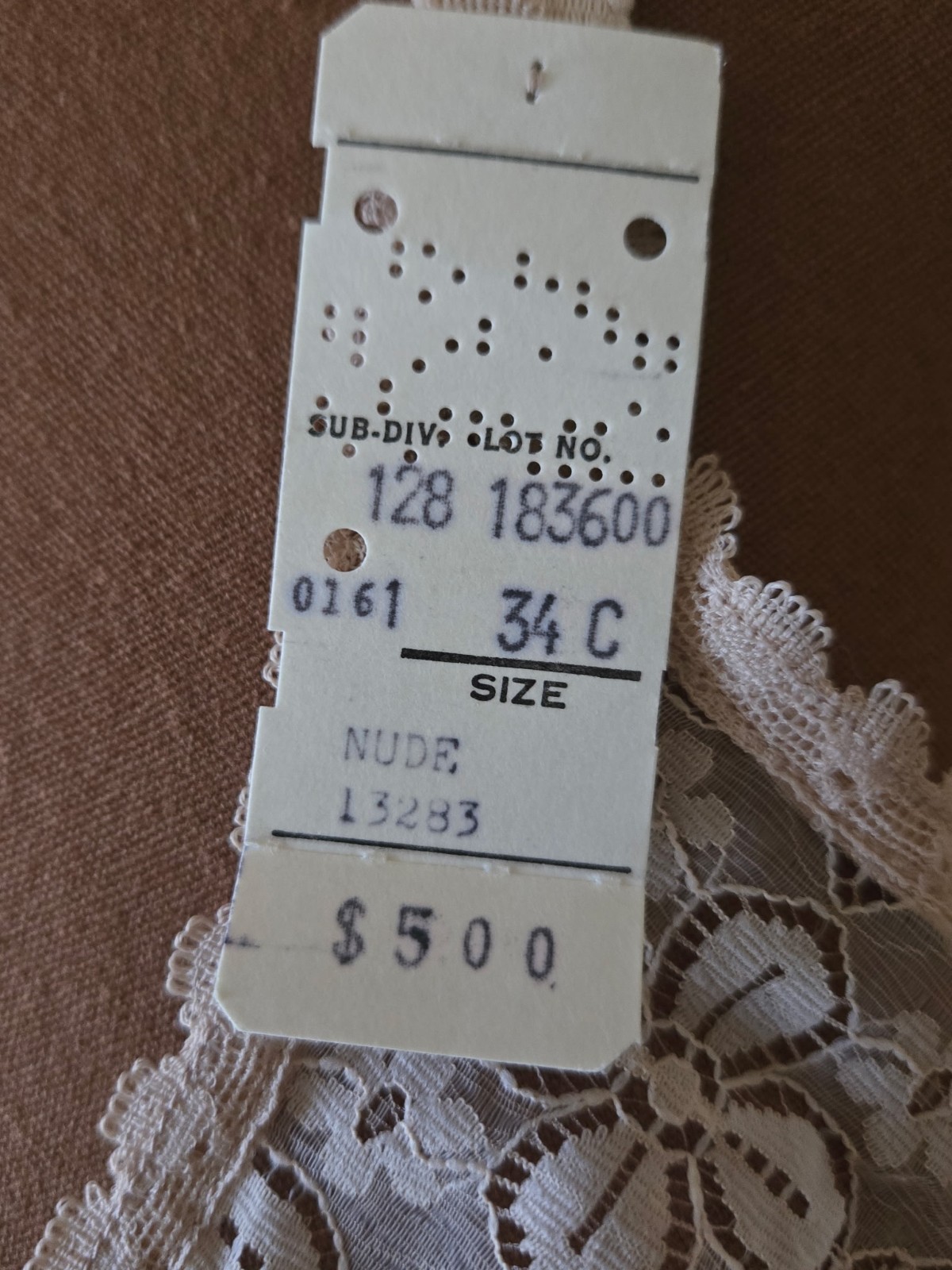 JCPenney 34C Nude Lace Underwire Bra #13283 VINTAGE NOS No Padding