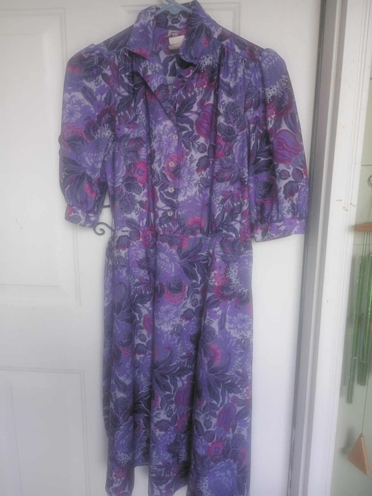 California looks vintage purple floral dress pre-owned sz 8