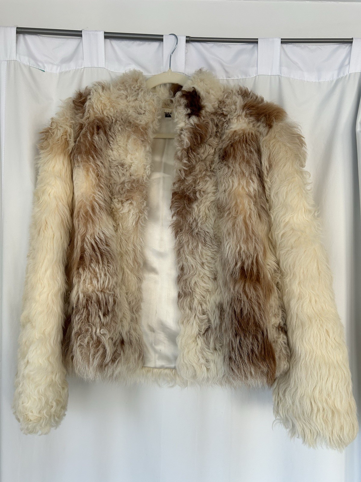 Authentic Vintage Mongolian Lamb Fur 1970s Boho Cropped Coat