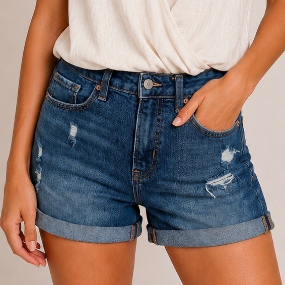 Old Navy O.G. High Rise Distressed Cuffed Denim Shorts Women&rsquo;s Size 4 Blue