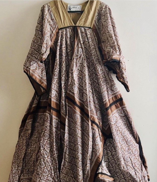 Vintage 1980s Opus By Diana Cotton Caftan Maxi Dress