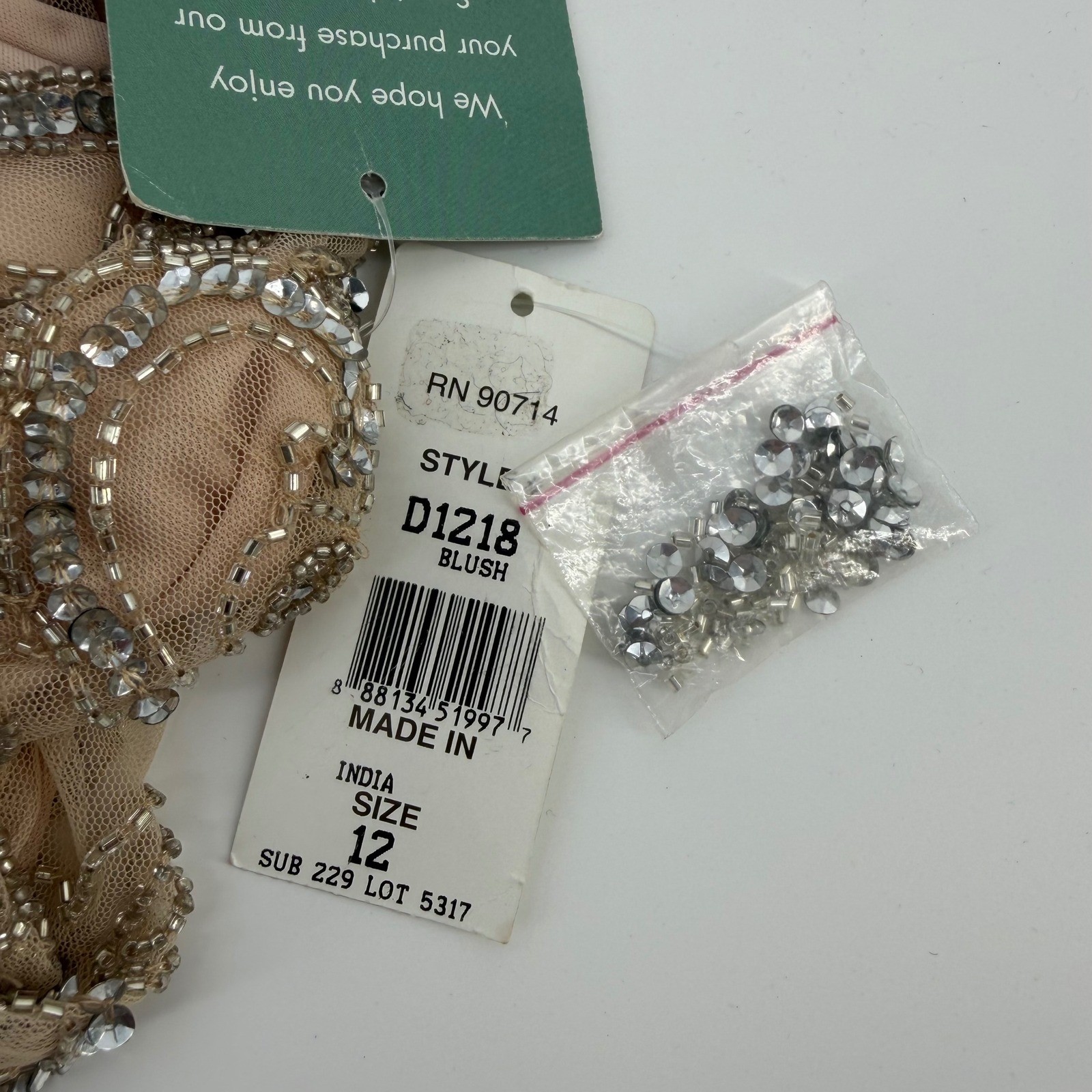 Prelude India Made Hand Beaded Blush Cocktail Dress Gatsby Art Deco NWT Sz 12