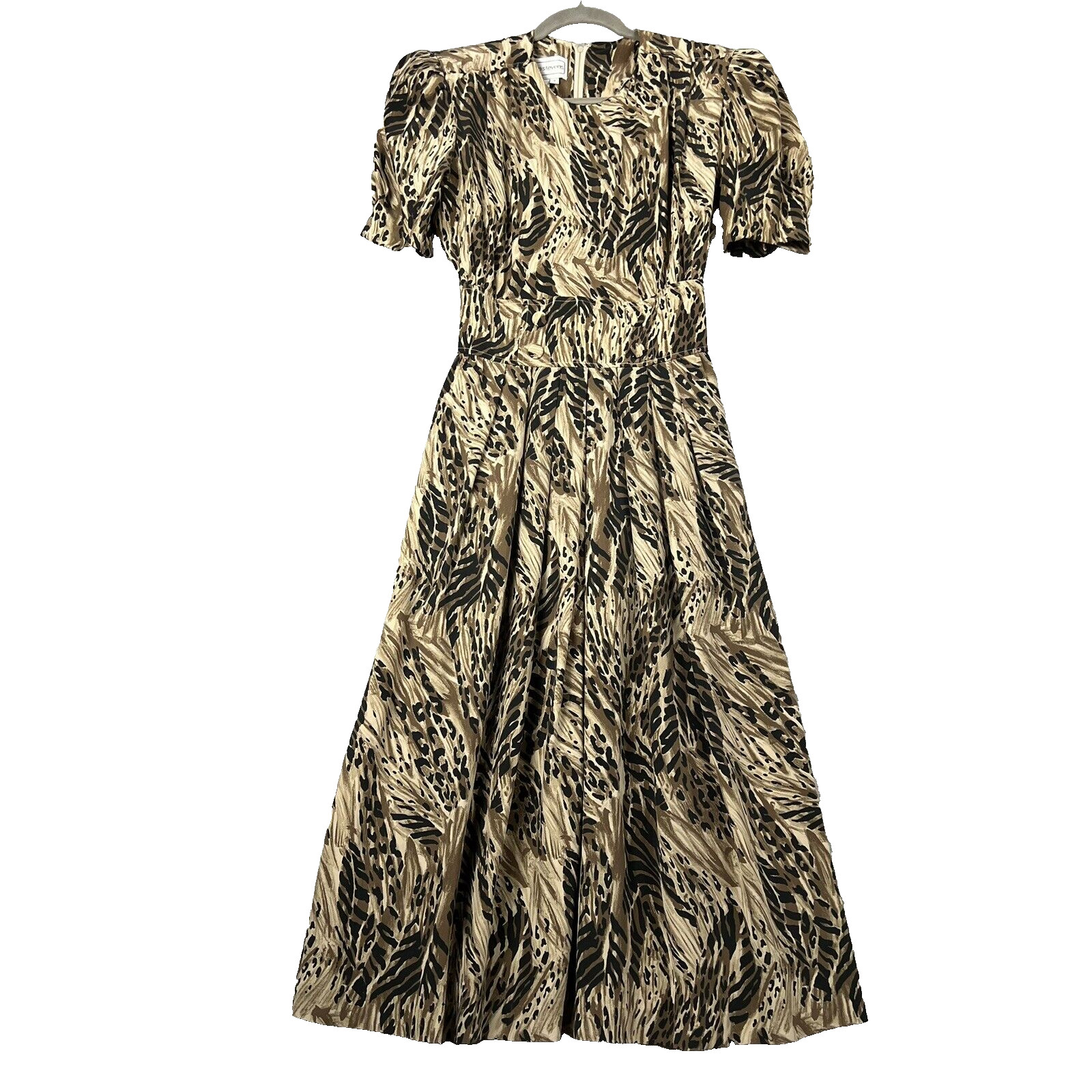 Karin Stevens Vintage 80&rsquo;s 100% Silk Smoked Waist Back Dress Size 10 Fairy