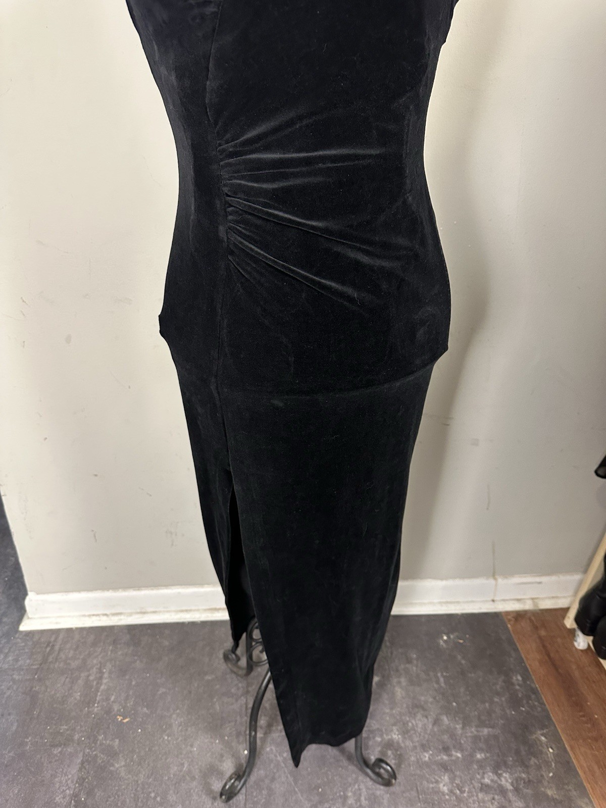 Scott McClintock Black Velvet Dress Petite VTG Gothic USA Hollywood 90s Corset S