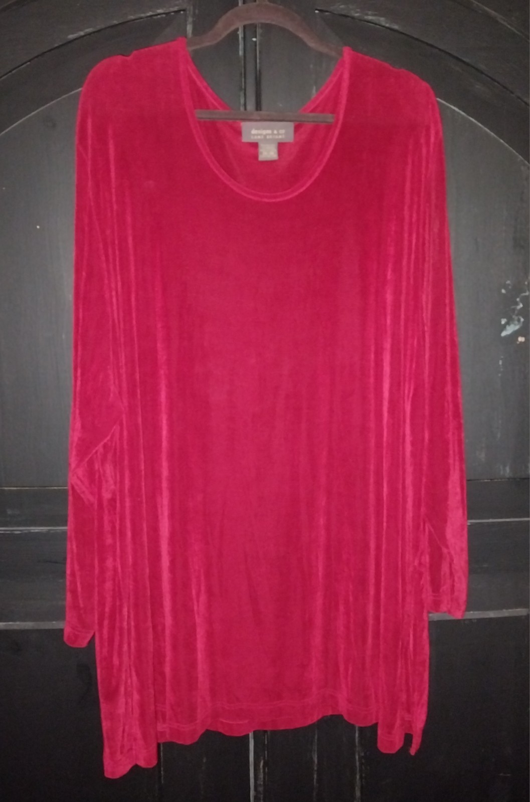 Vintage Designs & Co Lane Bryant Tall, Sz 26/28, Red, Long Sleeve, Tunic Blouse