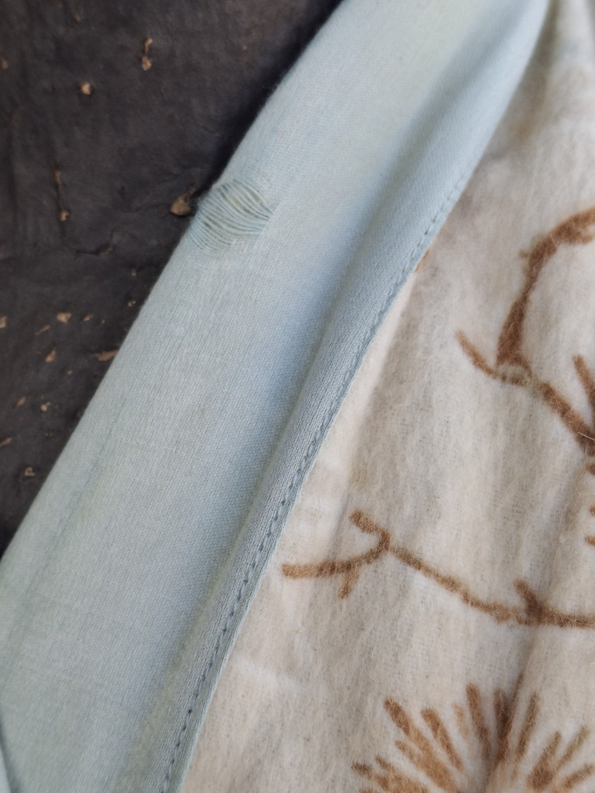 Vintage 1890s 1900s Victorian Edwardian flannel silk robe cream brown blue Asian