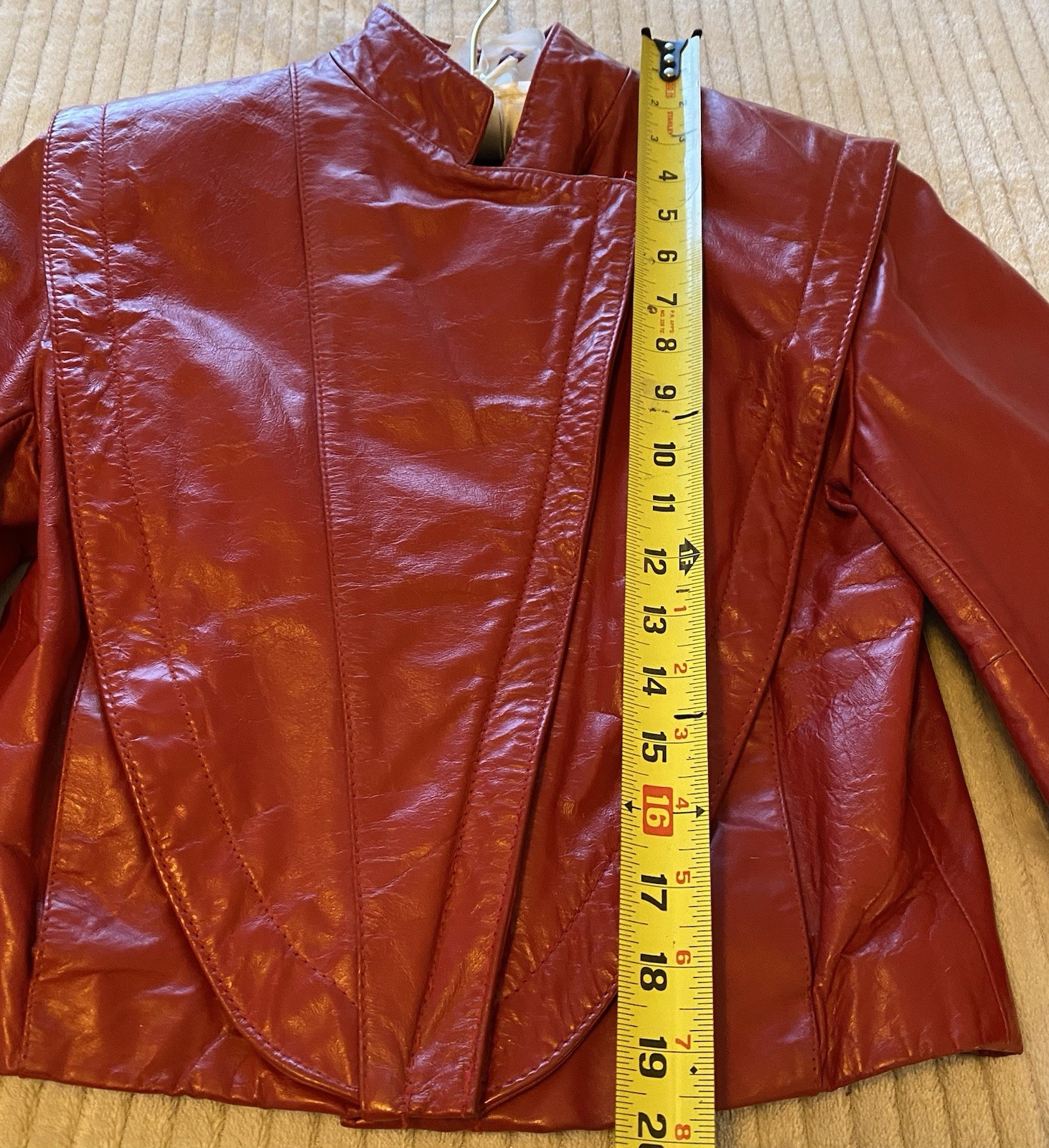 Vintage Wilson’s Bold Red Leather Cropped Biker Moto 80s Jacket Asymmetrical