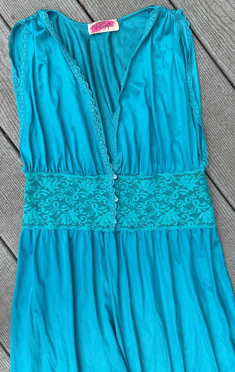 Vintage After Eight Turquoise Long Nightgown M/L