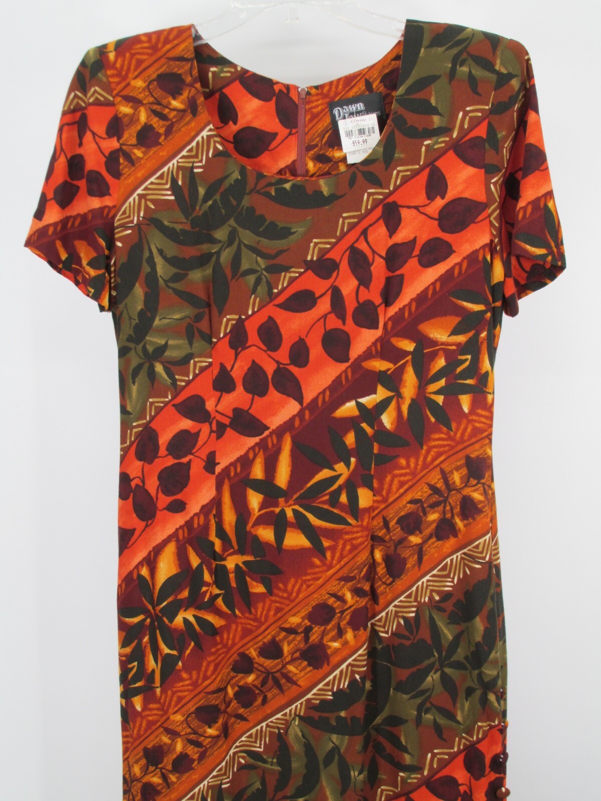 NWT DAWN JOY VINTAGE Y2K Maxi Dress Women 5/6 Multicolor Short Sleeve USA TRIBAL