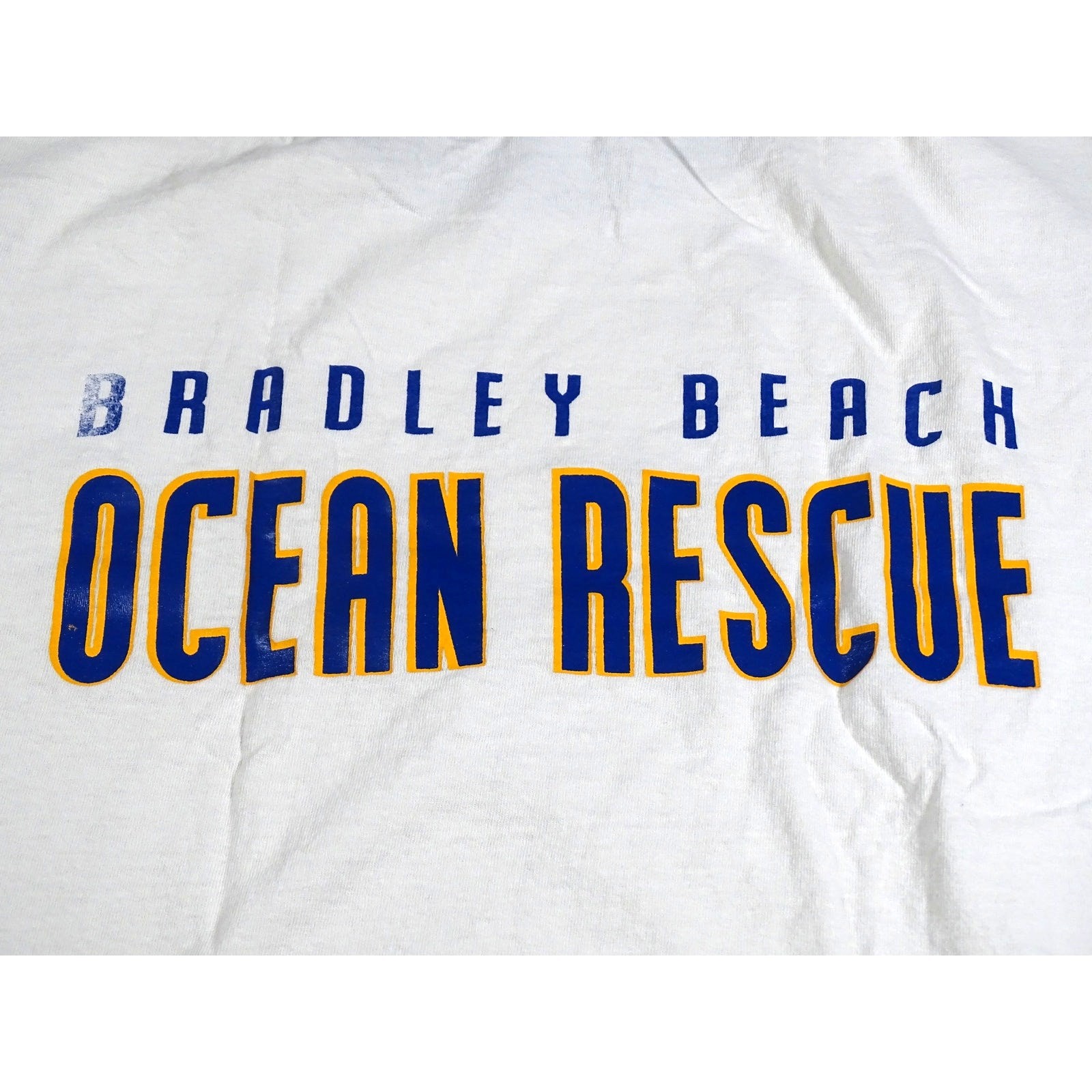 Vtg Bradley Beach Ringer T Shirt Medium Lifeguard Tee, Anvil Ocean Rescue