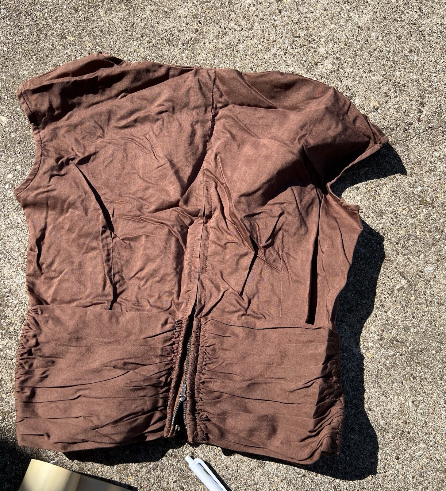 Bobbie Brooks 1950s Summer Top Brown Small Zip Back Bust 32-33” Waist 24” *15” L