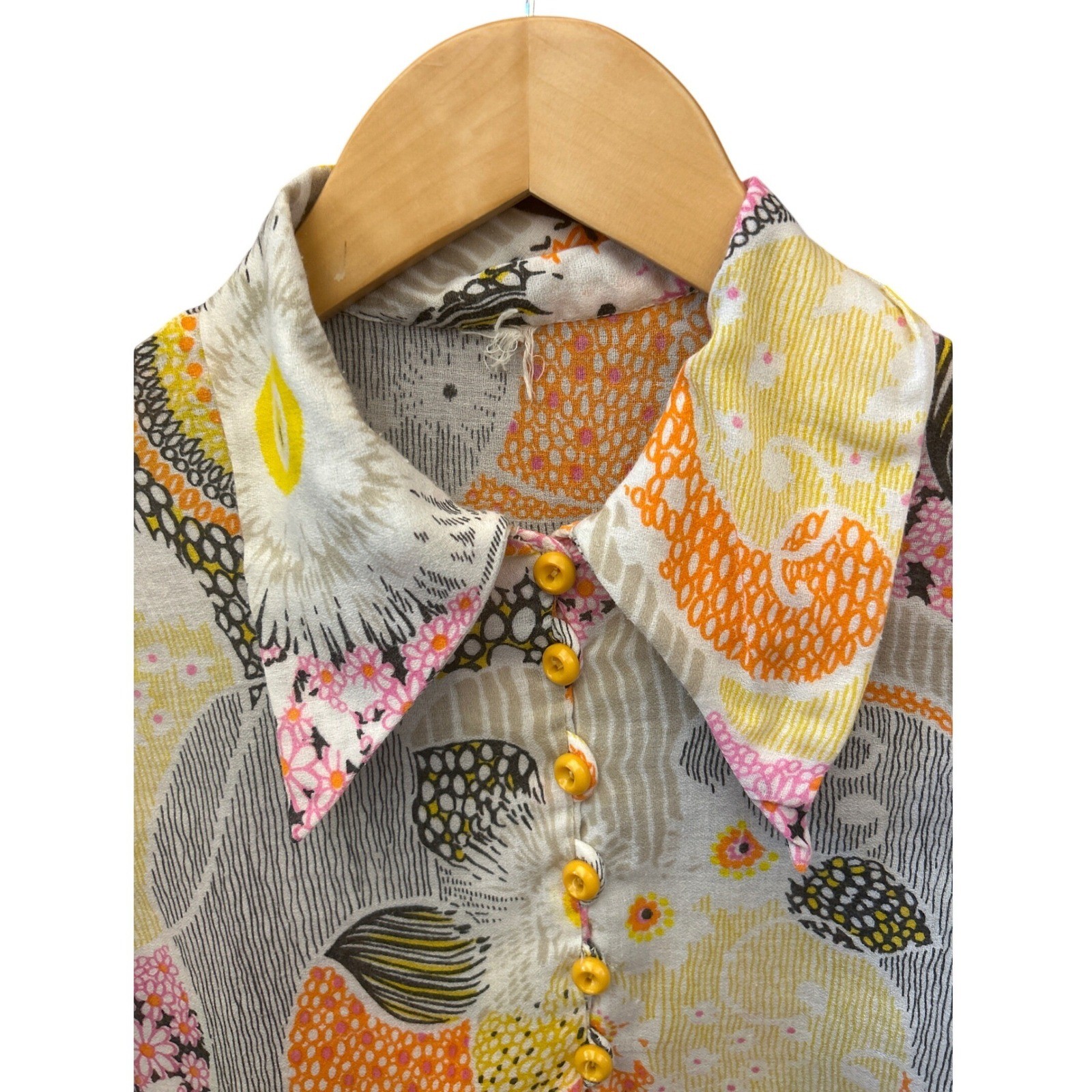Vintage 70s Blouse Psychedelic Retro Mod Psychedelic Boho Hippie Groovy eclectic