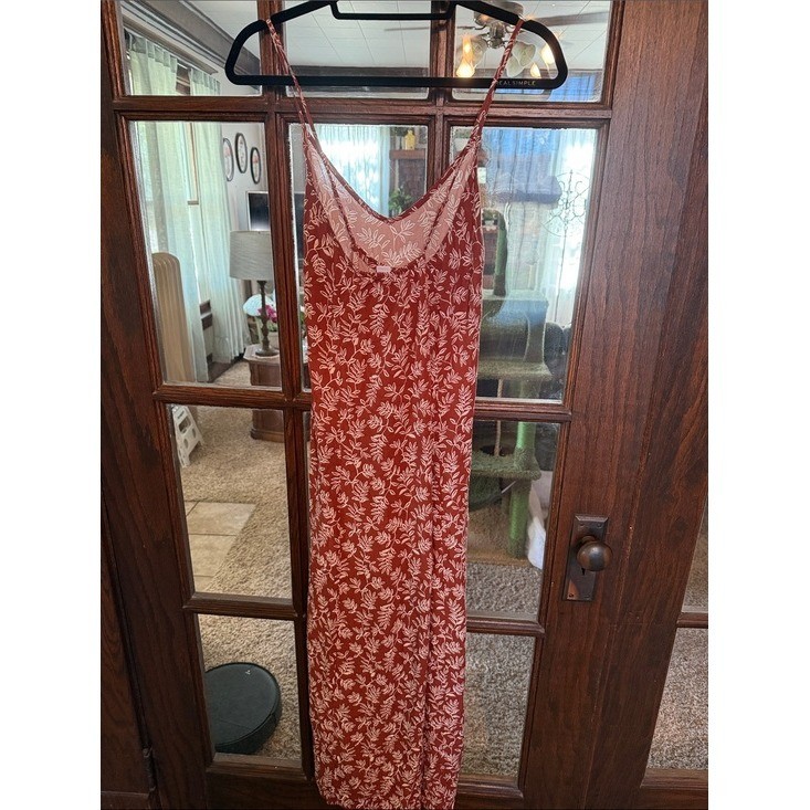 Old Navy Womens Rust Floral Adjustable Strap Midi Slip Dress Large Floral Leaf