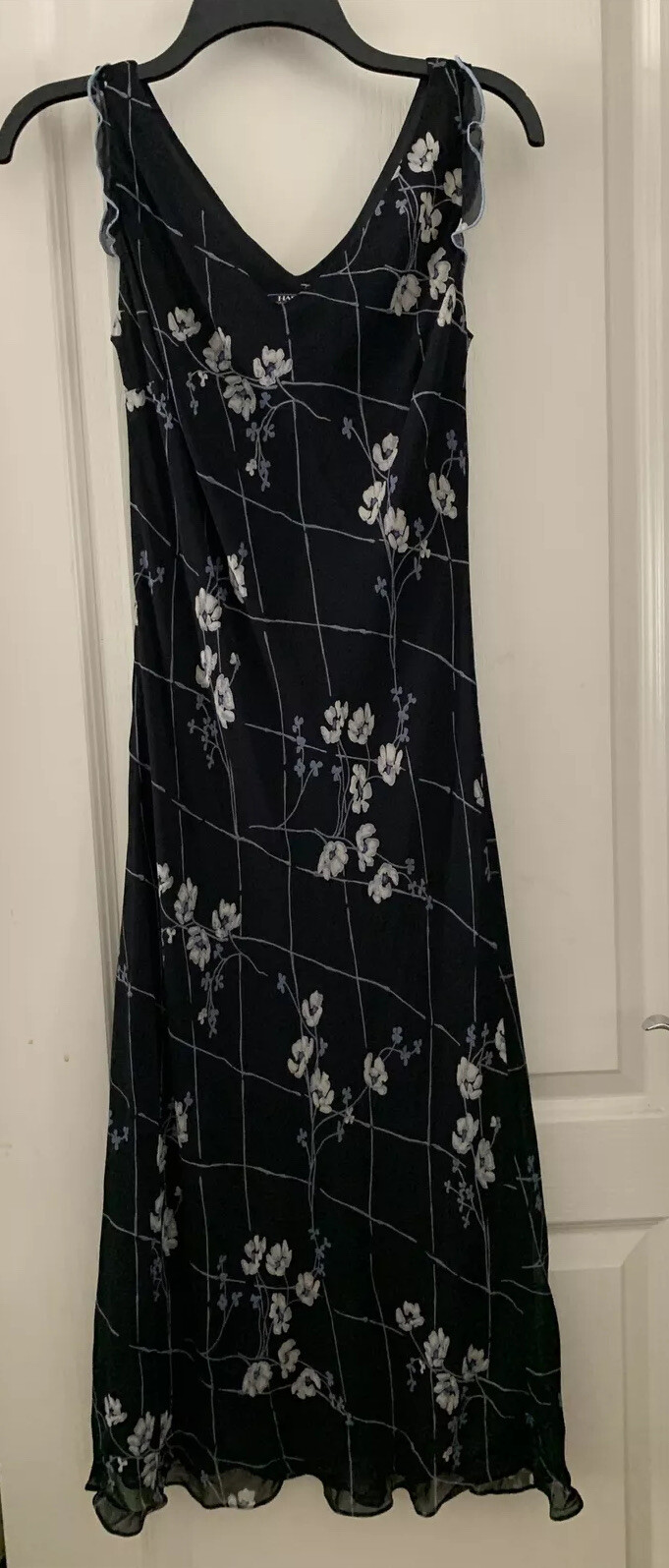Vintage Harold’s Dress V-Neck Sleeveless Floral Print Black Sz 2 EUC Made In USA
