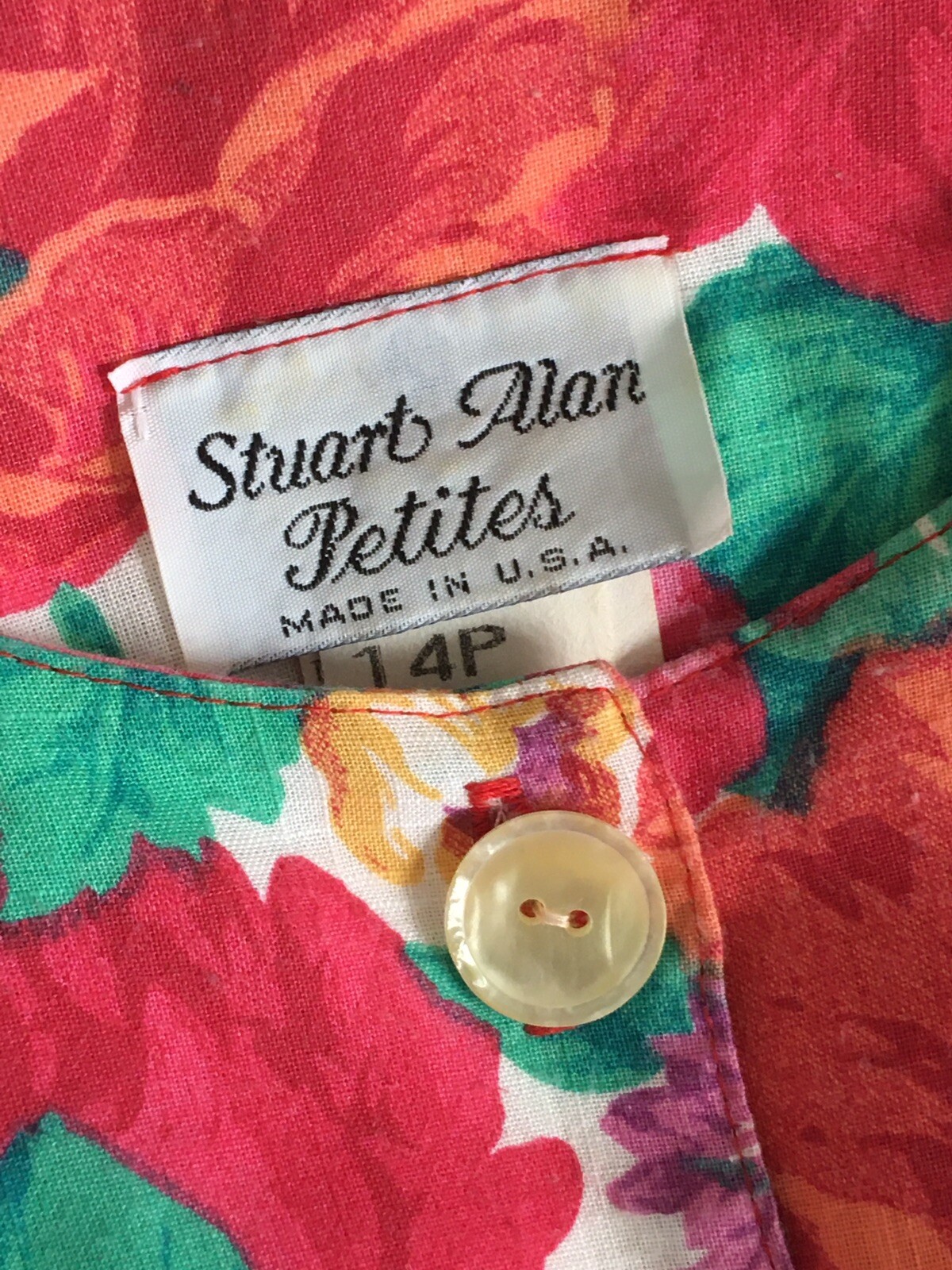 Vintage Stuart Alan 1980s 90’s BOLD FLORAL Bouquet Shirt DRESS 1940’s Flare MIDI