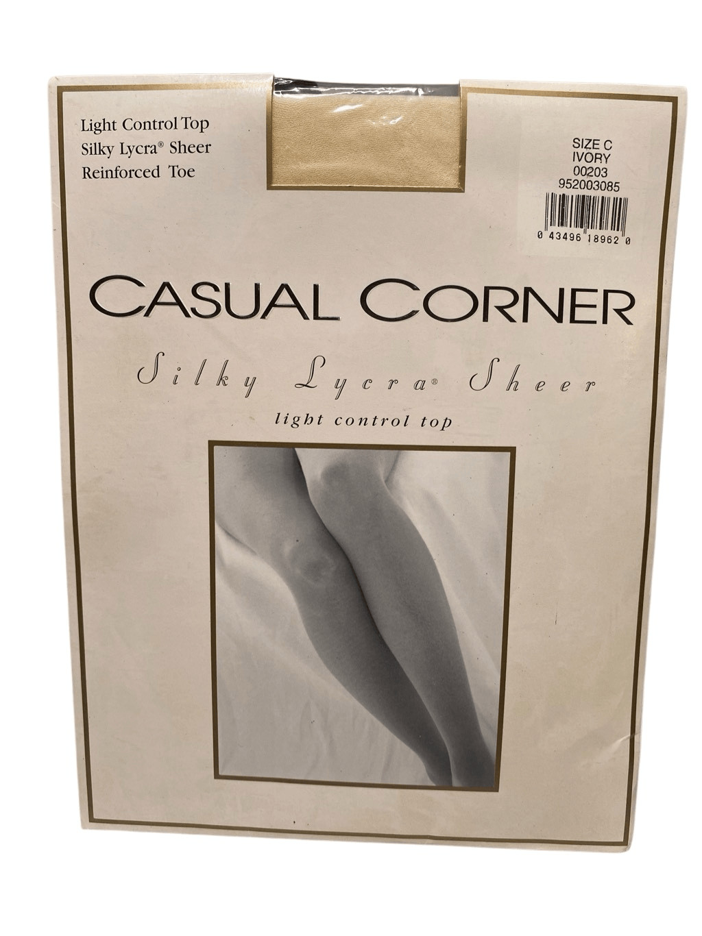 Casual Corner Silky Lycra Sheer Pantyhose Ivory Size C Light Control Top New