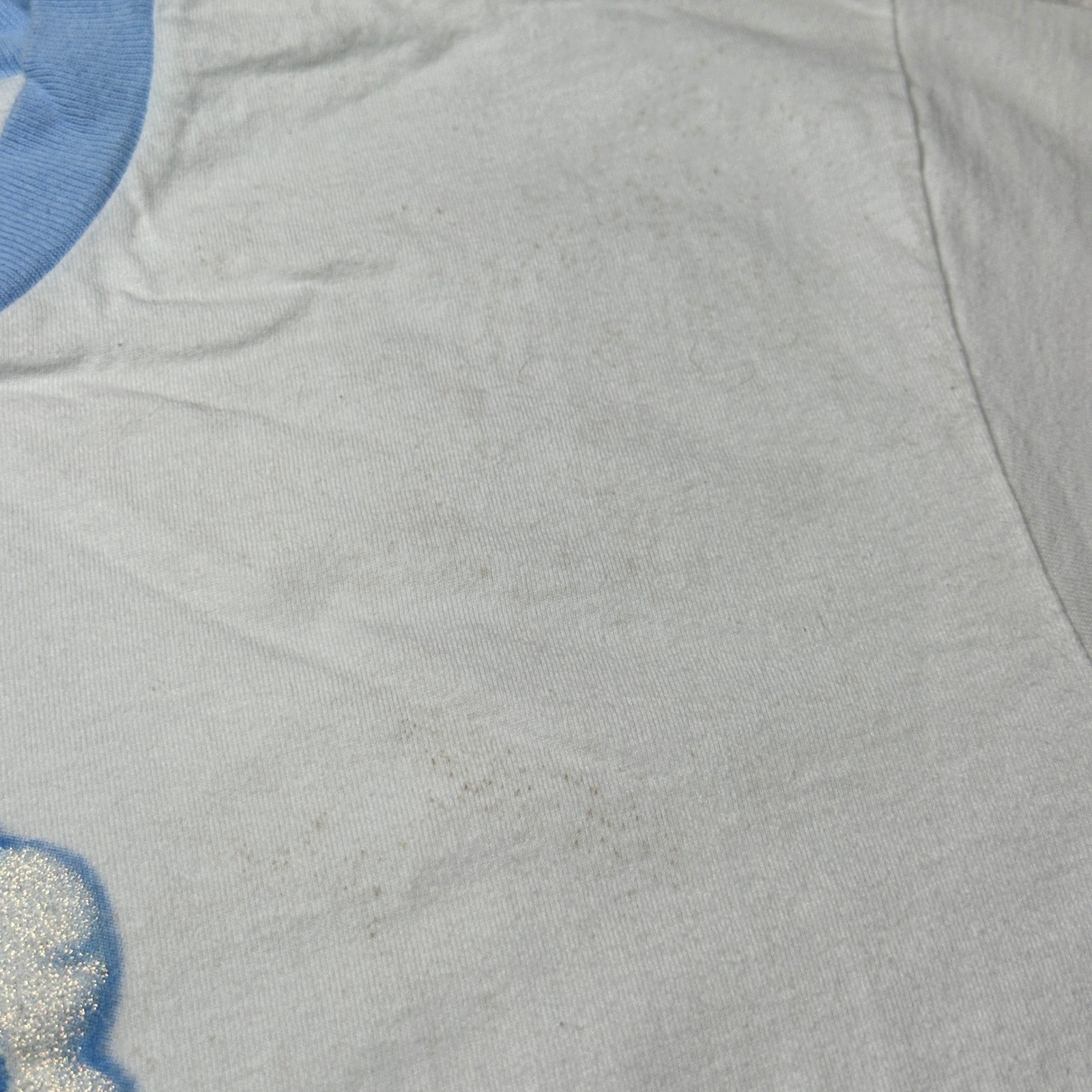 Vintage 2001 Care Bears Bedtime Bear Ringer T-Shirt White Blue XL Made in USA