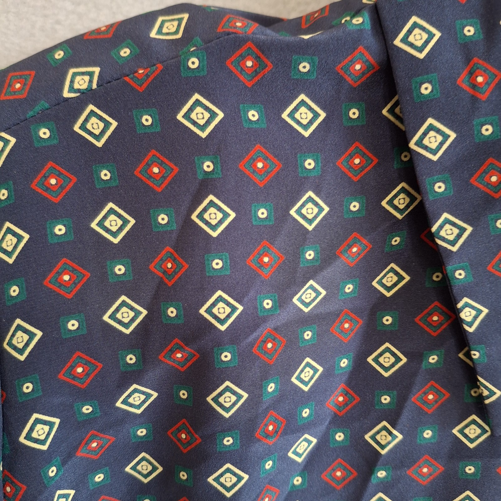 Pendleton Size 8 Blouse Vintage Button Accent Collar Blue Geometric Made In USA