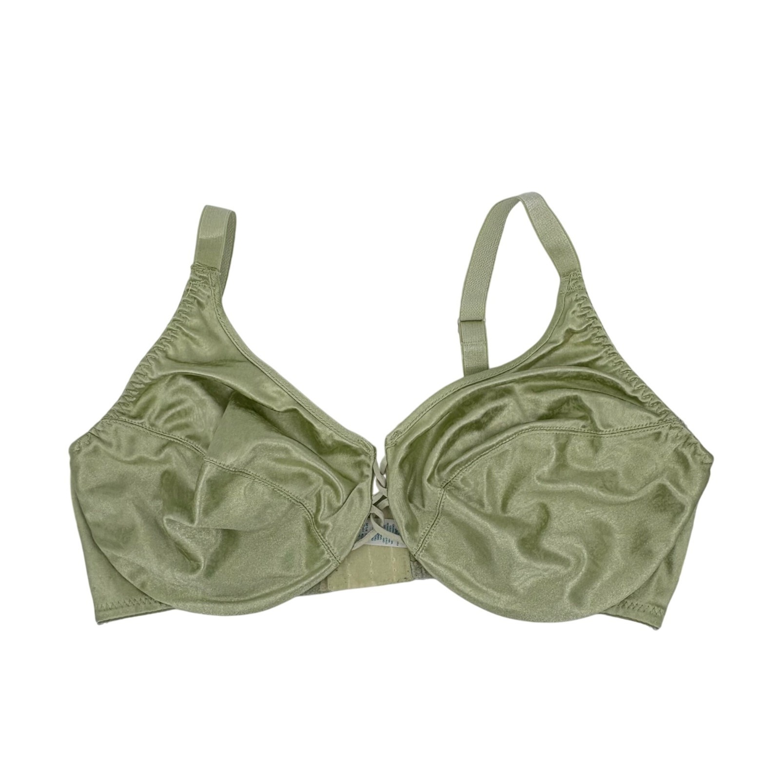 Vintage Second Skin Satin Full Figure Wire-Free Satin Bra 40DD Pastel Green