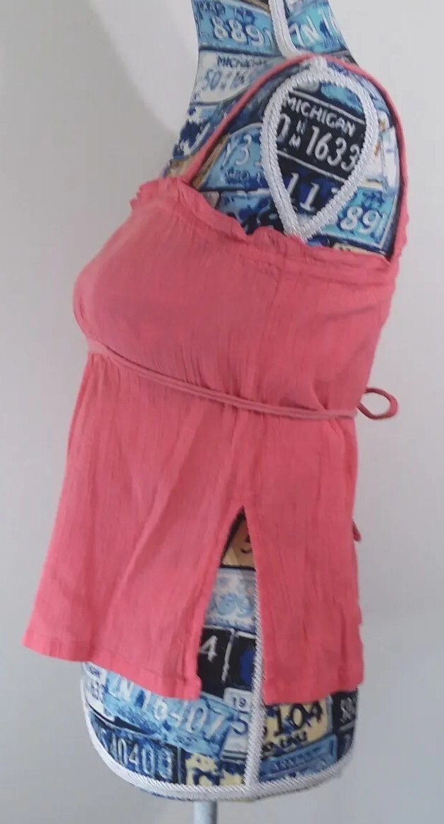 Vintage Wet Seal Split Side Tank Top Women&rsquo;s Size Small Coral Pink Y2K