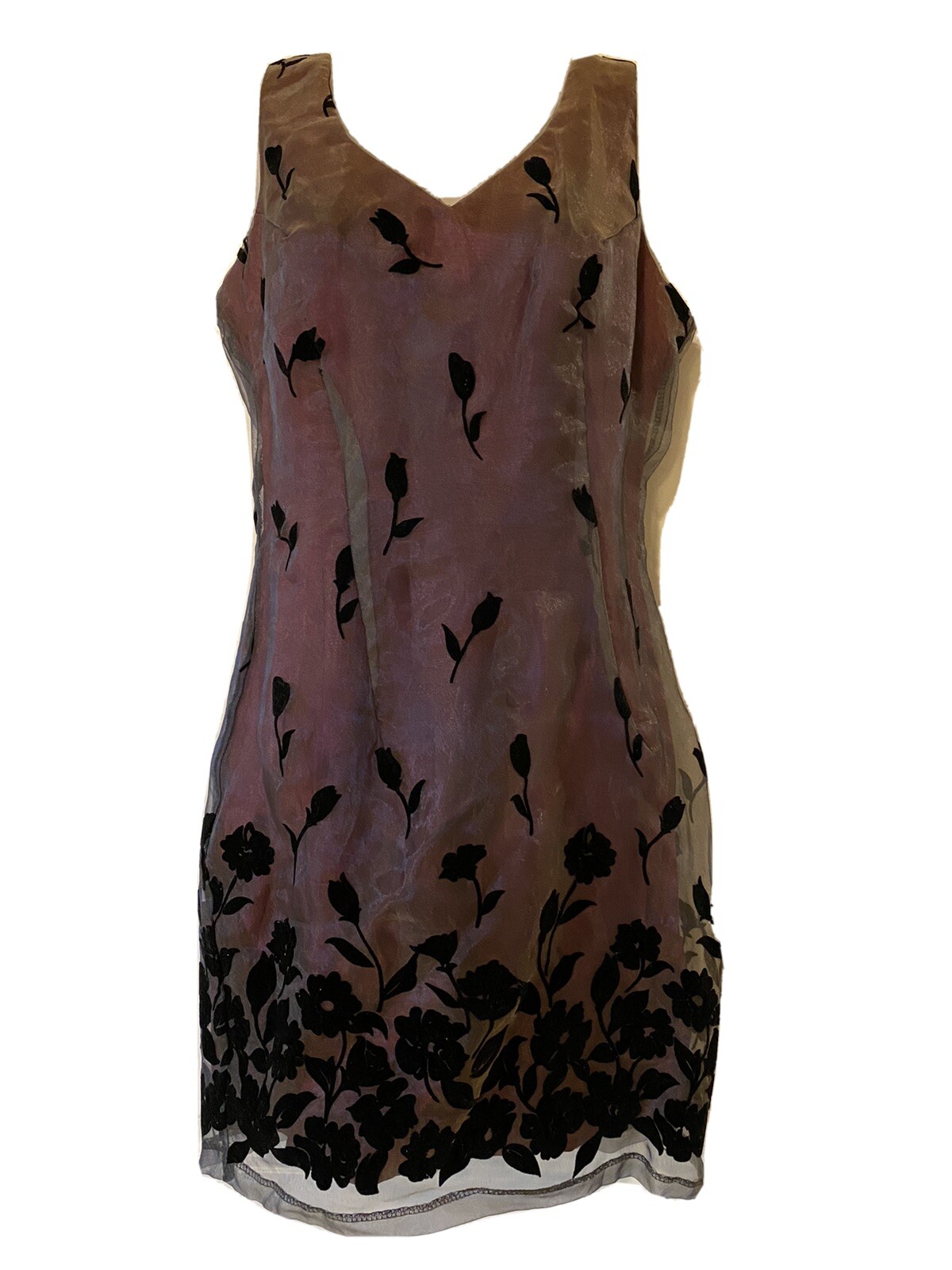 Roberta Vintage made in USA gorgeous velvet flower detailed dress size 3/4 small