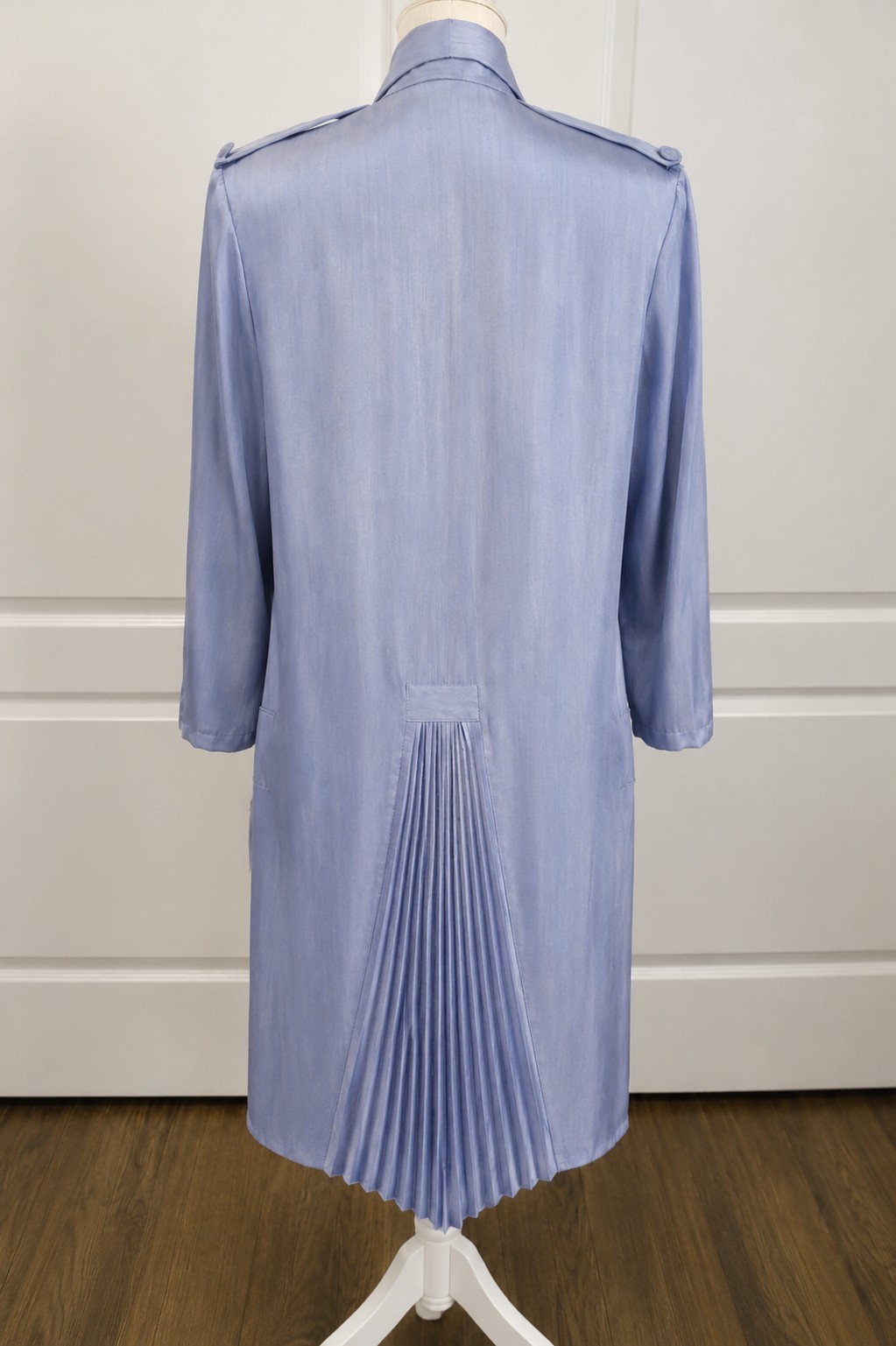 Vintage L.A. GLO Periwinkle Duster Jacket Womens L Studded Pleated Back 80s NWT