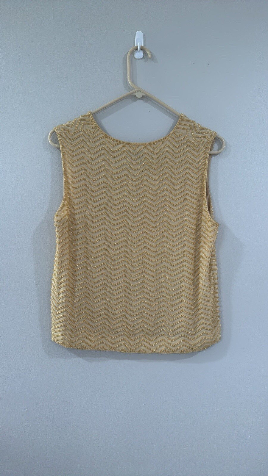 Emanuel Ungaro Vintage 100% Silk Gold Beaded Blouse Sz Medium