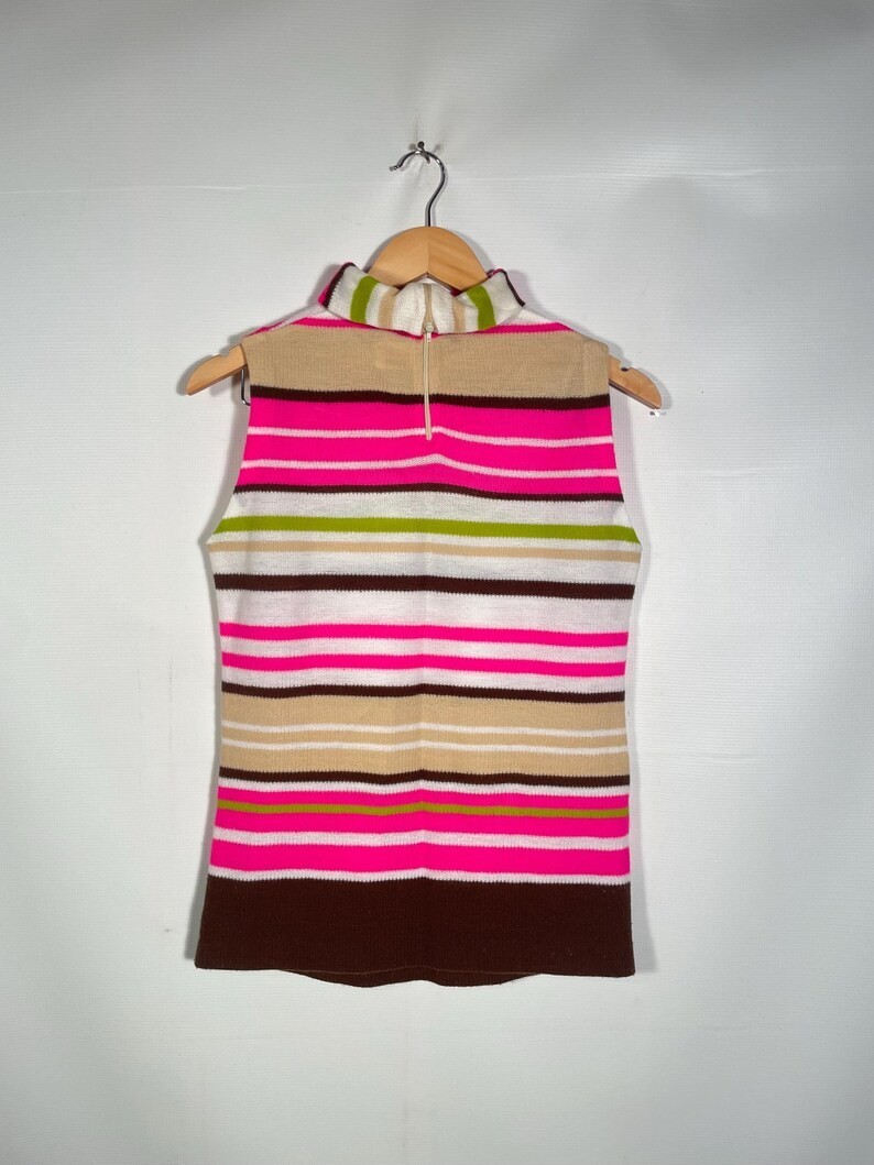 Vintage 1960s/70s Mod Striped Knit Top Tunic Size M