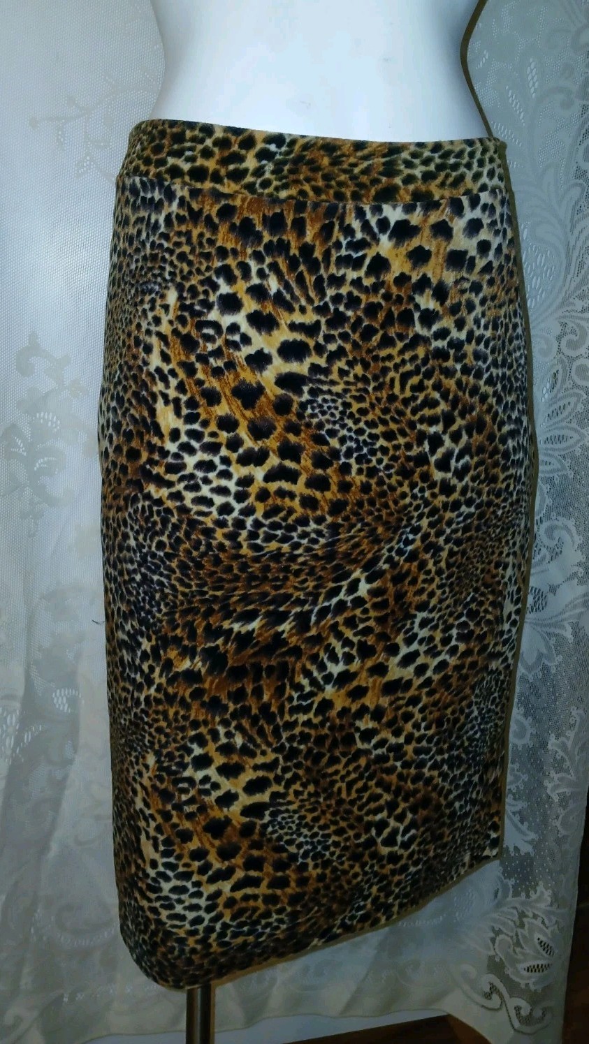 Vintage 90s FOREVER 21 Leopard Velvet Stretch Mini Skirt Punk Rock Festival M/L