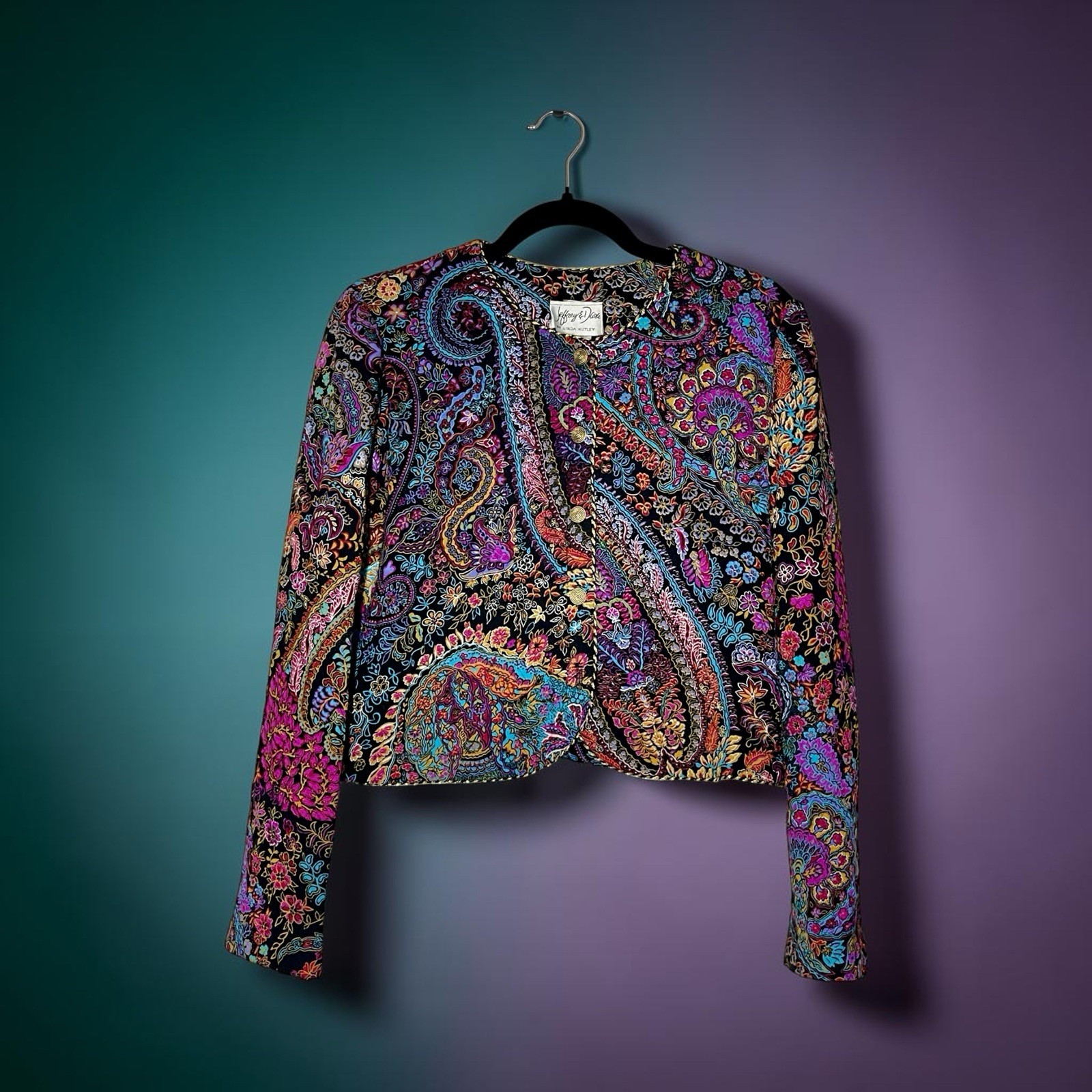 Jeffrey & Dara By Linda Hutley Vintage 80&rsquo;s Quilted Cropped Jacket Sz 11/12 L