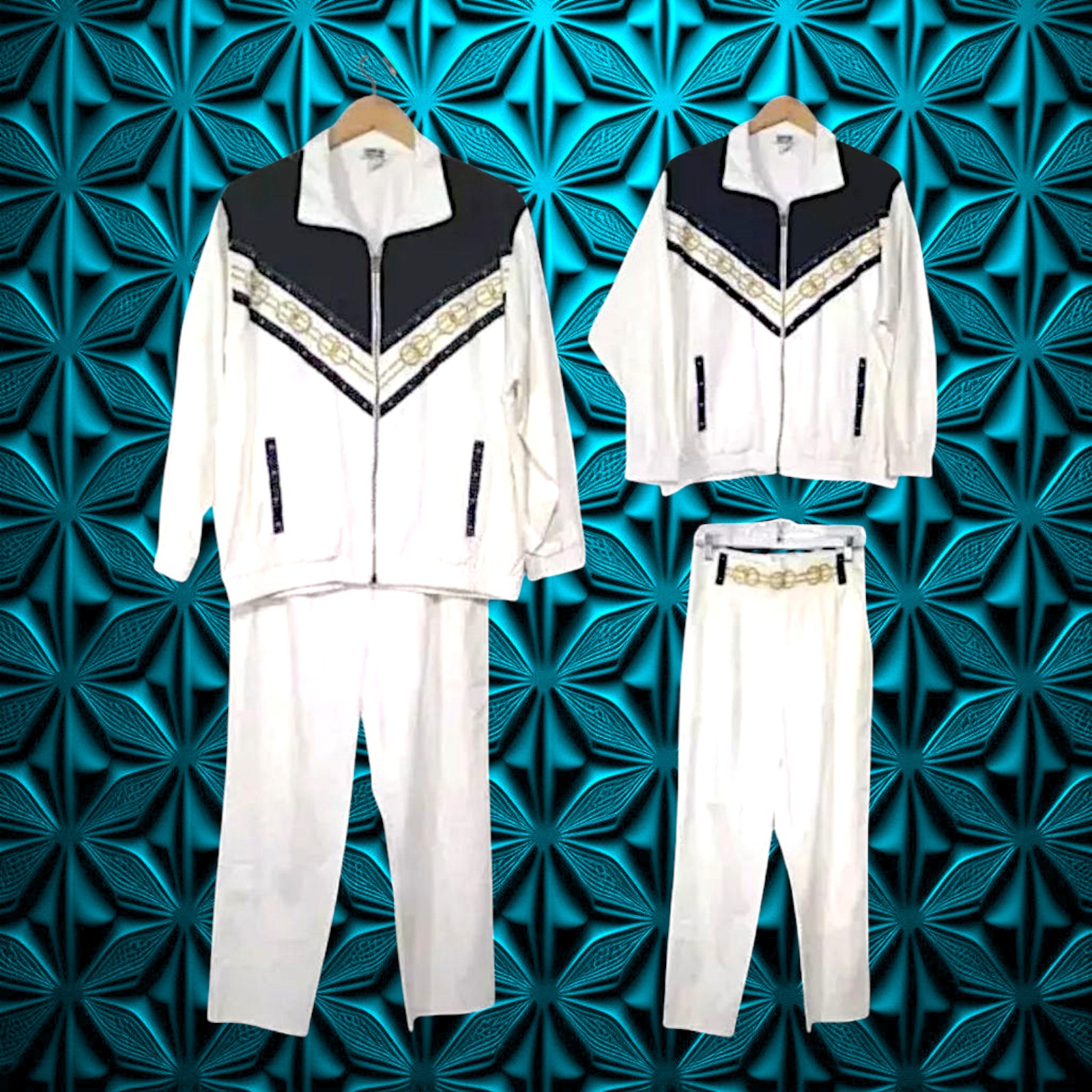Vintage RIO INC Blazer Jacket & Matching Pants Women&rsquo;s M Beaded Studded Nautical