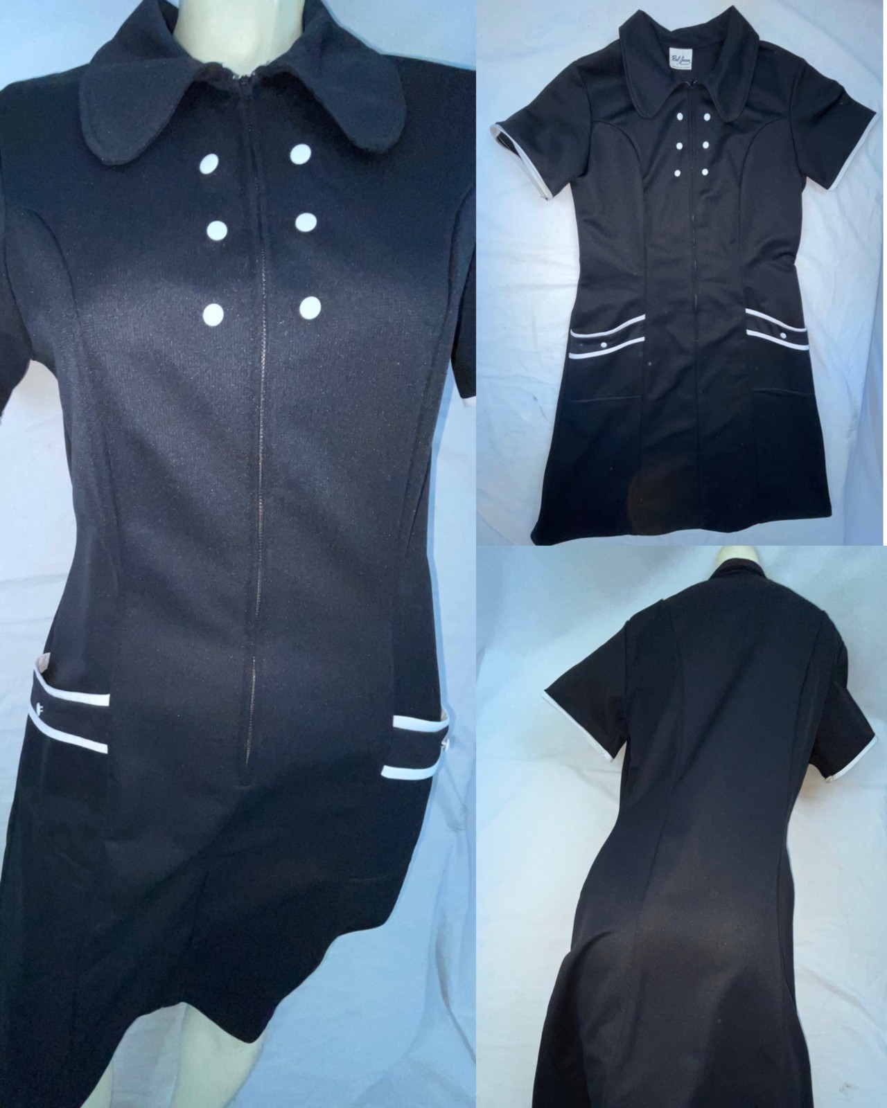 VTG 70S WOMENS S/M POLYESTER WAITRESS MAID DISCO RETRO GOGO UNIFORM DRESS