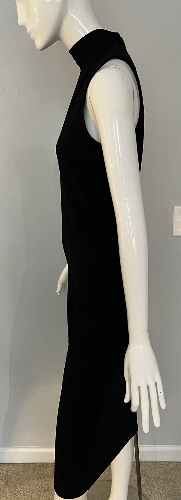 Versace Jeans Couture Ponte mock Neck Sleeveless Black dress, rare 1990s LBD
