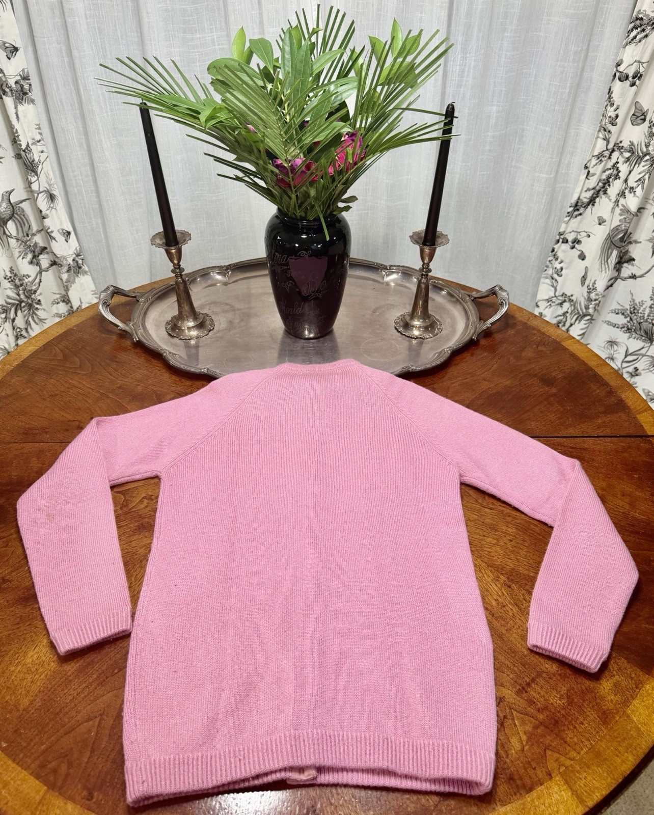 Vintage 1970s Women’s Hadley Pink Acrylic & Cashmere Cardigan Sweater